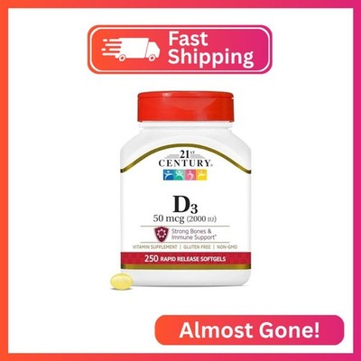 21st Century D3 2000 IU Softgels, 250 Count