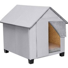 Outdoor Dog House, Elevated Foldable Removable Plush Mat Medium Dogs Up to 23"