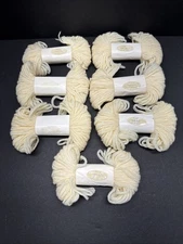 Lot Of 7 Vintage 25 Meter Skeins Tapestry Wool Needlepoint Yarn ECRU Ivory White
