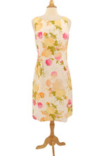 J Jill Linen Sleeveless Dress womens 10 Floral Lined Pleated