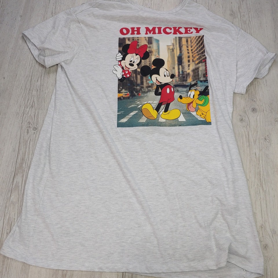 Disney Oh Mickey Graphic T Shirt Womens Size 20 Short Sleeve Character Tee Grey