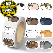 500PCS Cute Cat Stickers Roll 10 Styles Kawaii Cats Multicolor