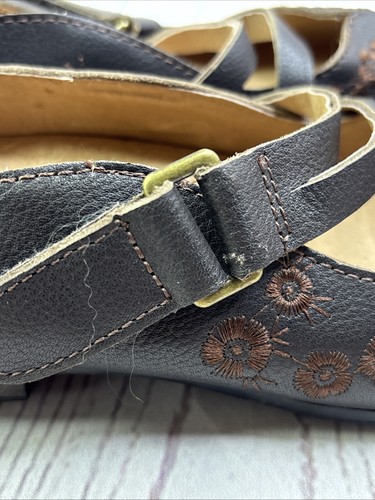 Taos Brown Wish Embroidered Leather Maryjane Ballet Flats Comfort Shoes US 6.5 - Picture 12 of 16