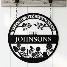 Personalized Garden Metal Sign, Custom Garden Decor, Backyard Wall Art