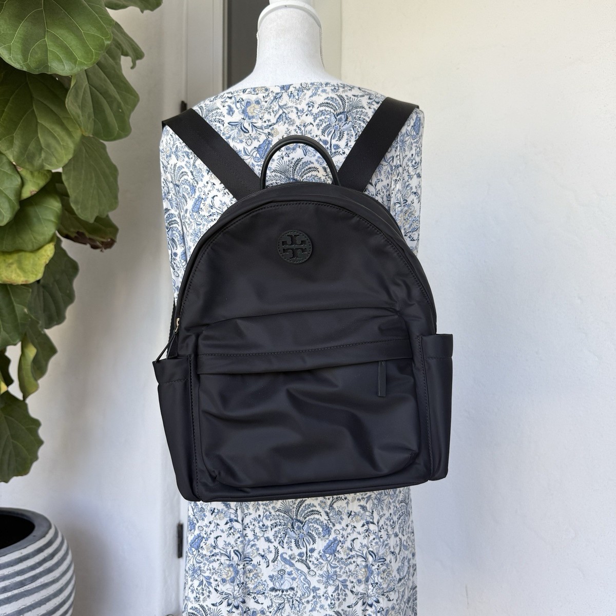 Tory Burch 88368 Ella Nylon Backpack Black & Gift Receipt