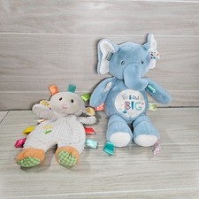 Mary Meyer Taggies Lot of 2 Plush Stuffed Animal Toy Lamb Elephant Sensory Tags