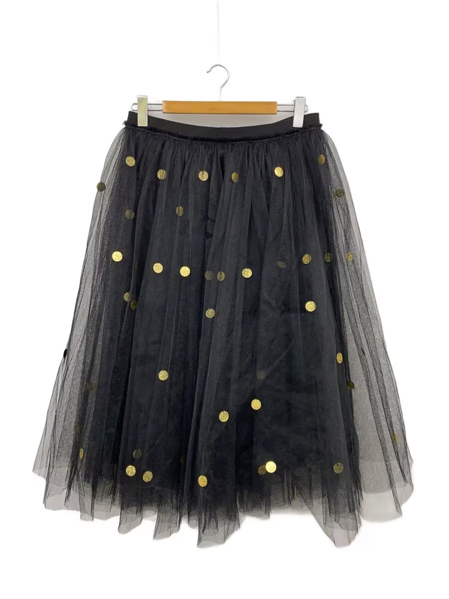 COACH Long Skirt, Size L, Polyester, Black, Solid Color, CDK29