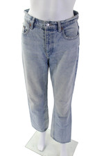 Zara Unisex Light Blue Cropped Straight Cotton Jeans Size 4