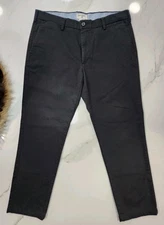 DOCKERS Mens Pants 34W x 29L Flat Front Slim Tapered Leg Black Cotton Khaki