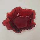 Vintage Anchor Hocking Royal Ruby Red Depression Glass Maple Leaf Dish c1938