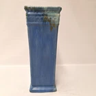 Roseville Blue & Green Drip Glaze Art Pottery Vase | Tall Square Form | MC