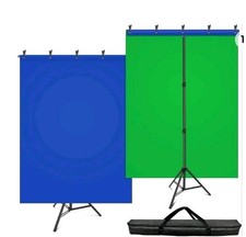 HEMMOTOP Blue Green Screen Backdrop Kit, 2in1 7x5ft HxW 7x5 ft, Green/Blue