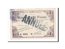 [#162948] Banknote, Pirot:59-1298, 1 Franc, 1915, France, AU, Hautm, ont