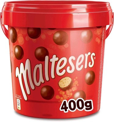 Maltesers Chocolate Bucket 400g, Irresistibly Delicious Malt Chocolate, Crispy