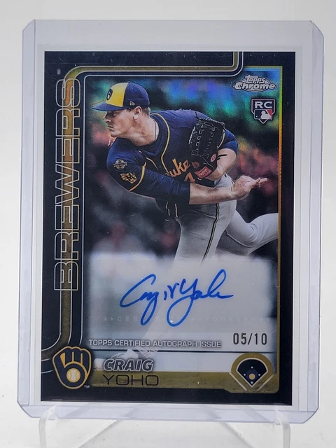 CRAIG YOHO 2025 TOPPS CHROME ROOKIE AUTO BLACK /10 #AC-CY BREWERS Q6435