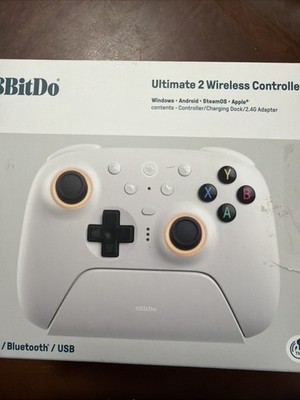 8BitDo Ultimate 2 Wireless Controller White + Thumb Grip Caps