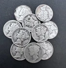 [Lot of 10] Mercury Dimes 1917-1945 90% Silver