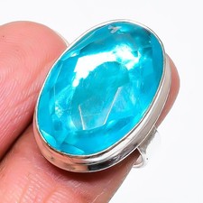 Natural Swiss Blue Topaz Gemstone 925 Sterling Silver Jewelry Ring Size 7 T311