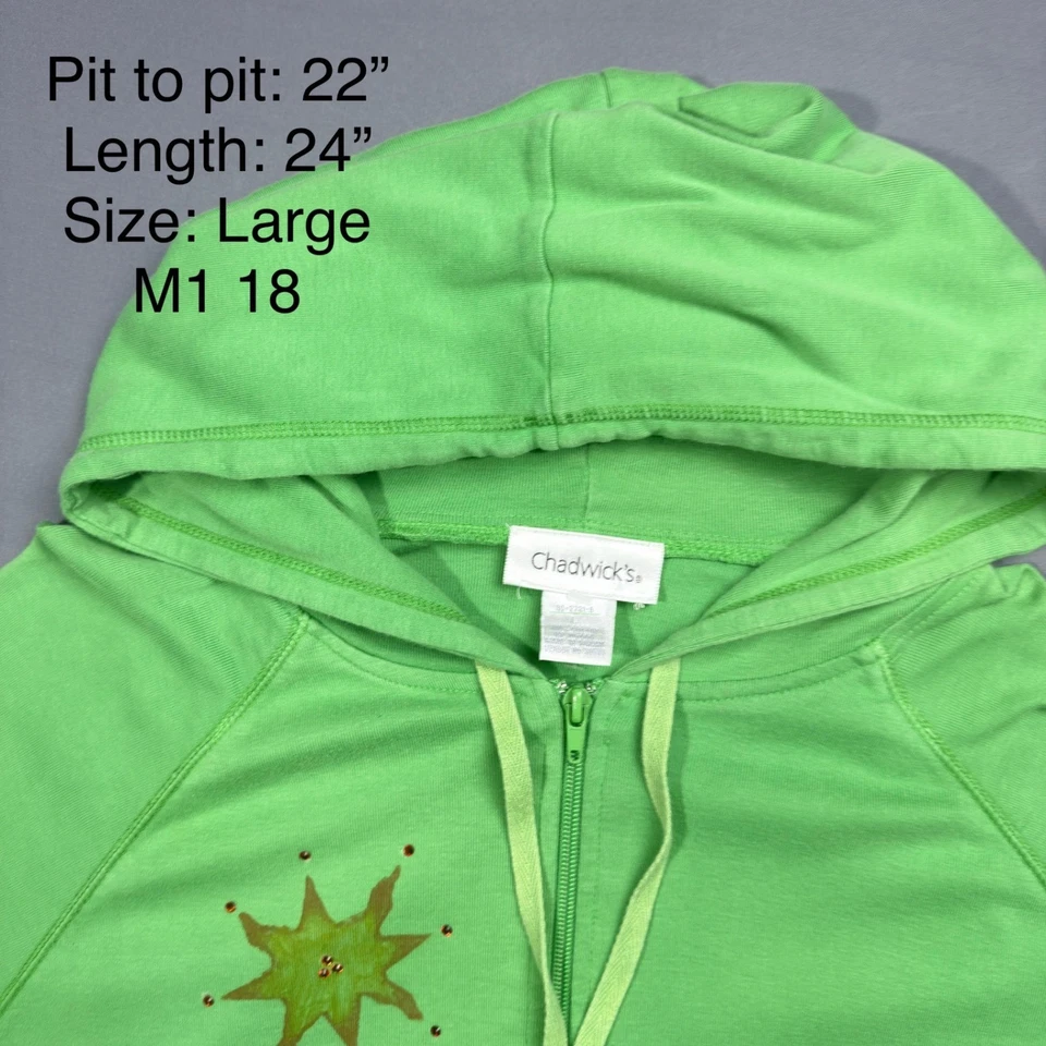 Chadwick's Stylish Green Hoodie with Unique Star Design Size L - Image 3 of 3