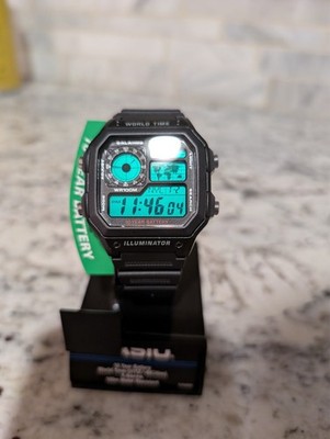 Aquamarine Green Mod CASIO AE-1200 World Time Watch Mod