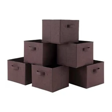 Cube Storage Bin Brown Fabric Foldable 6-Pack 9 in. H x 10.97 in. W x 106 in. D