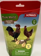 SCHLEICH FARM WORLD #77547~Feathered Family Rooster, Hen, Chicks Free Shipping