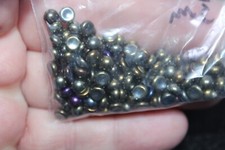 5-46. VINTAGE GLASS 5MM ROUND OIL SHEEN DOMED CABOCHONS 18 PC LOT