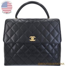 Pristine Chanel Vintage Caviar Kelly Bag Black 1999 24k GHW 68107