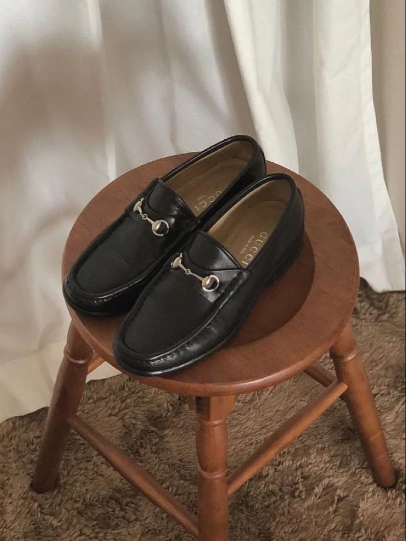Mocassins femme GUCCI Horsebit cuir noir EU35,5/US5,5 authentiques