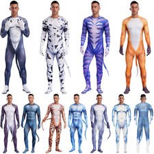 Mens Full-body Novelty Animal Leotard Bodysuit Footed Catsuit Performance Xmas