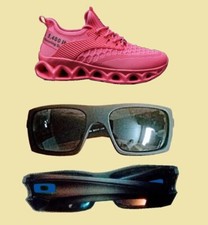 Pink Sleek Running Fashion Non-Slip Work Sneakers Shoes + FAT Beach Sunglasses
