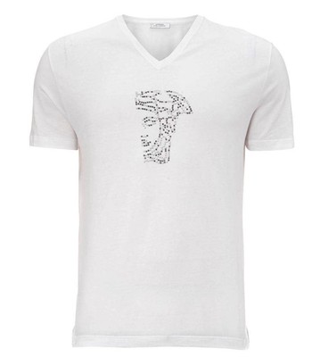 VERSACE COLLECTION White Stud Medusa Logo Top T-Shirt M New