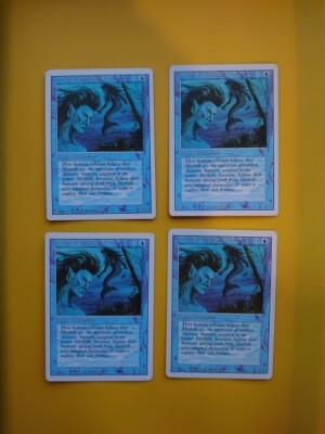 Merfolk of the Pearl Trident x 4 MTG Karte.  Altes Vintage Spielset überarbeitet wie Bilder