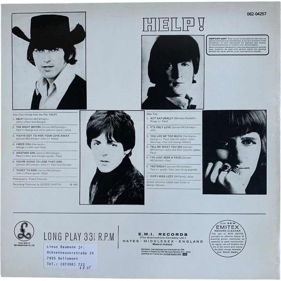 The Beatles - Help! [Vinyl LP] Parlophone | Netherlands, 1970s-80s | NM/EX - Bild 2 von 2