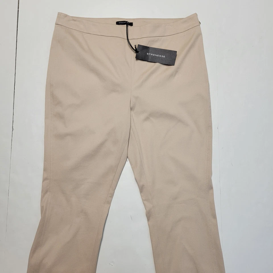 Nuevo $360 Pantalones Strenesse Para Mujer Trigo Beige 34x30 Algodón Elástico Cremallera Lateral Foto 2 de 4