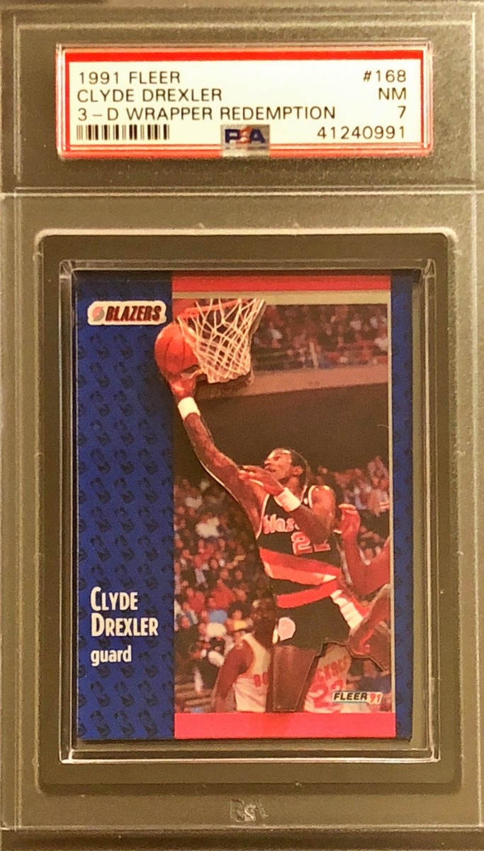 PSA 7 CLYDE DREXLER 1991-92 Fleer 3D Acrylic Wrapper Redemption