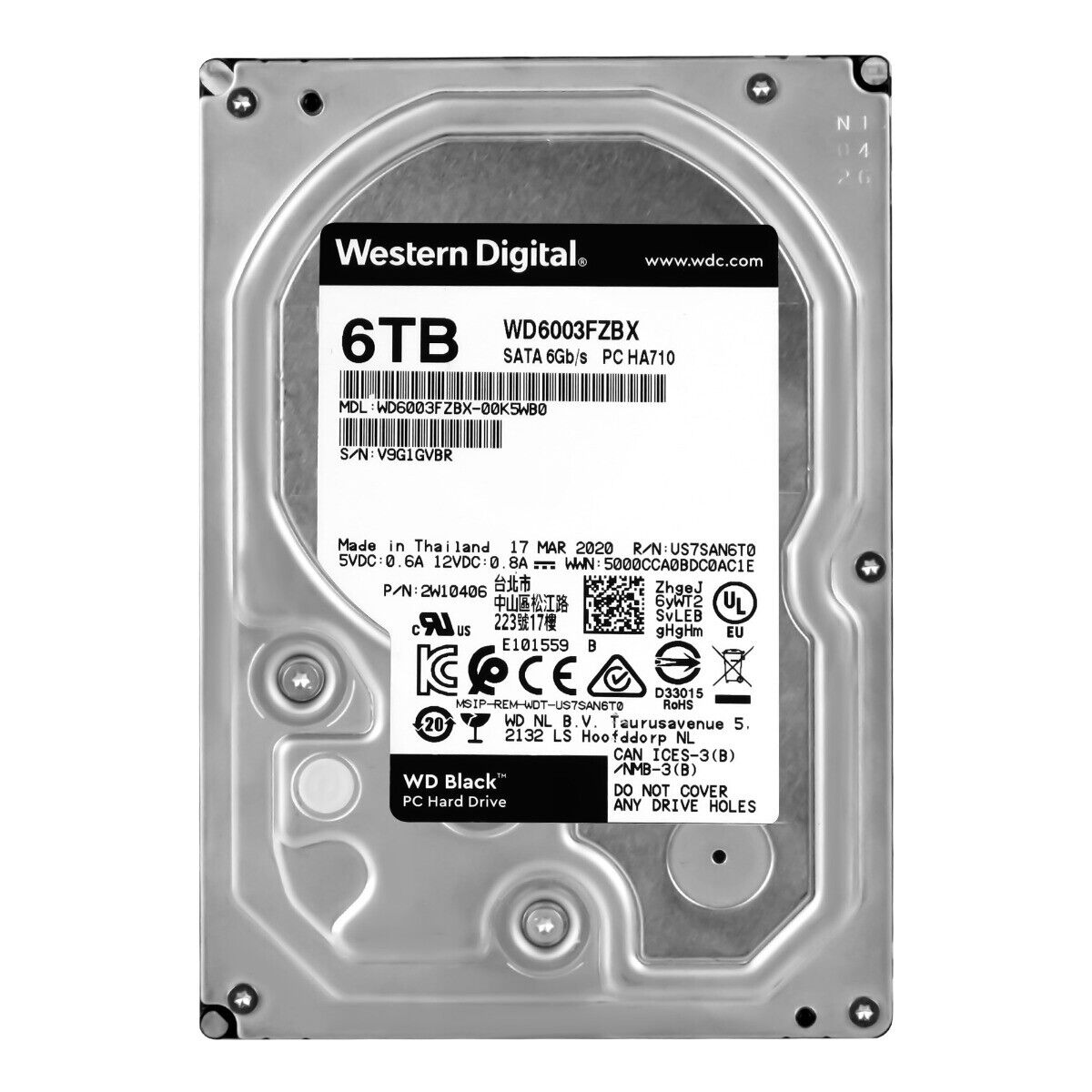 Hard Drive WD Black WD6003FZBX PC HA710 6TB 7.2K 256MB SATA Hard Drive WD Black WD6003FZBX PC HA710 6TB 7.2K 256MB SATA