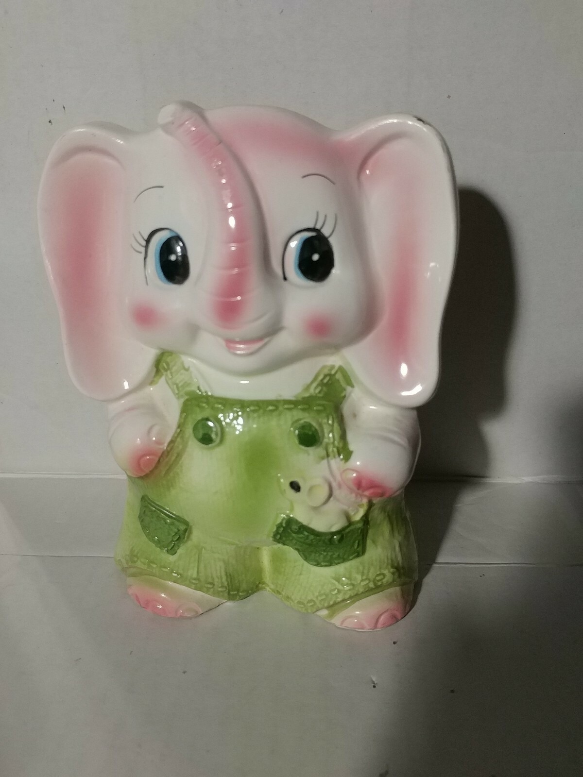 Vtg. Reubens Orig.Pink ElephantBib Overalls/mouseceramic planter