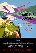 Vintage Illustrated Travel Poster CANVAS PRINT Yangtze Gorges China 36"x24"