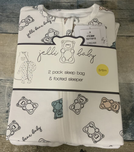 ⚡️Jellibear Baby Infant Sleep Bag & Footed Sleeper Set - Cream (3/6m) - Afbeelding 1 van 3