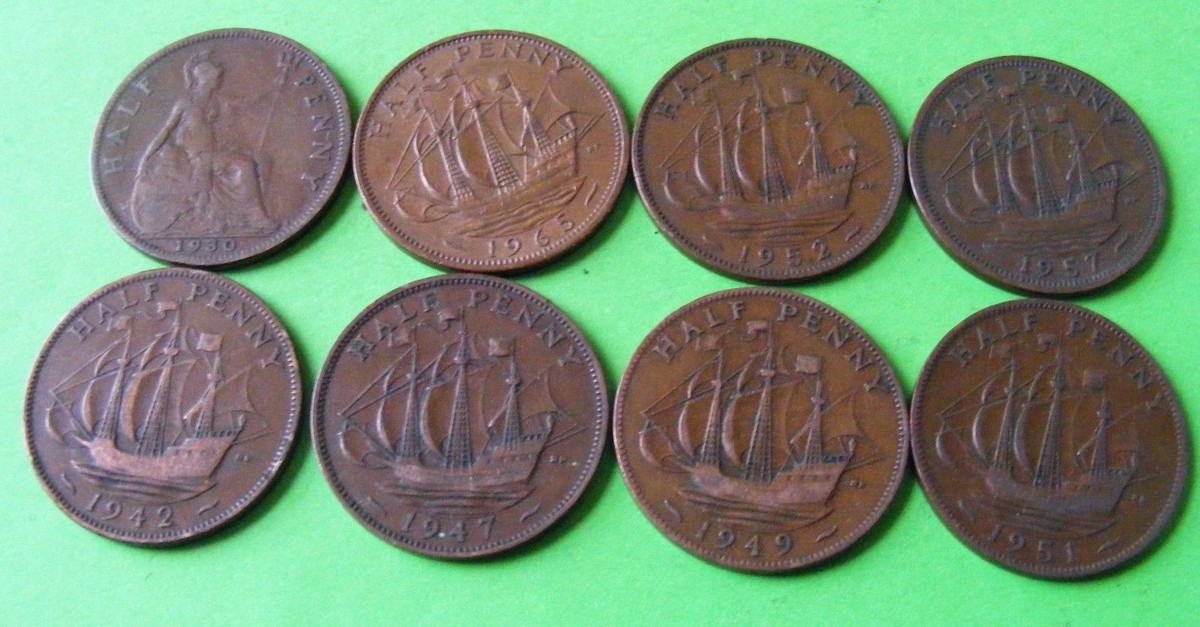 British Half Penny Coins Lot Of Ten Different 1902-1967 UK 1/2d | eBay
