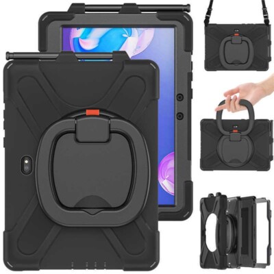 Rugged Stand Case Black Cover Strap For Samsung Galaxy Tab Active4 Pro 5G 10.1''