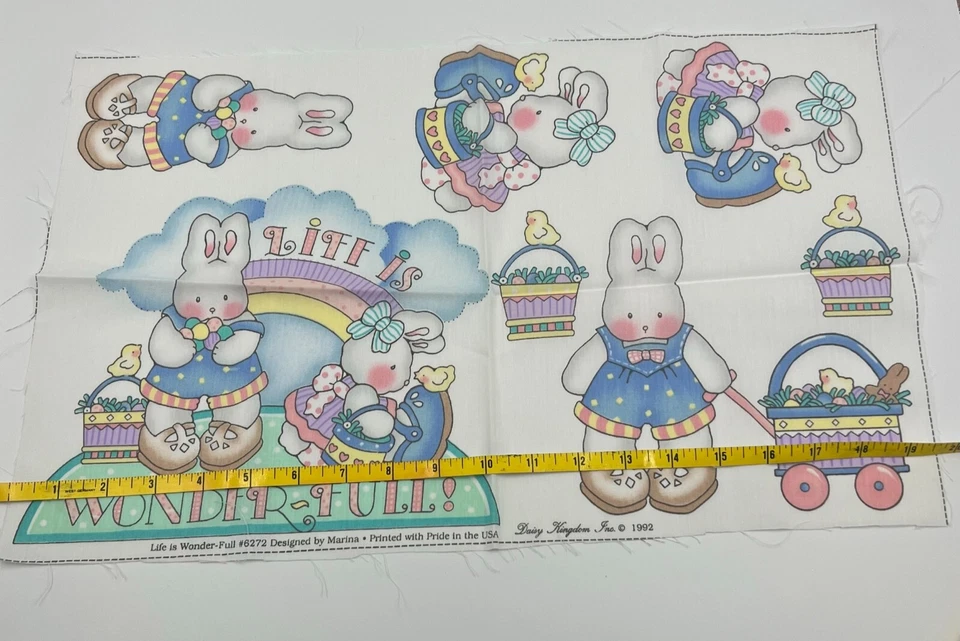 Vtg 1992 Daisy Kingdom "Life is Wonder-Full" #6272 Bunny Applique Panel 12x18" - Image 4 of 4