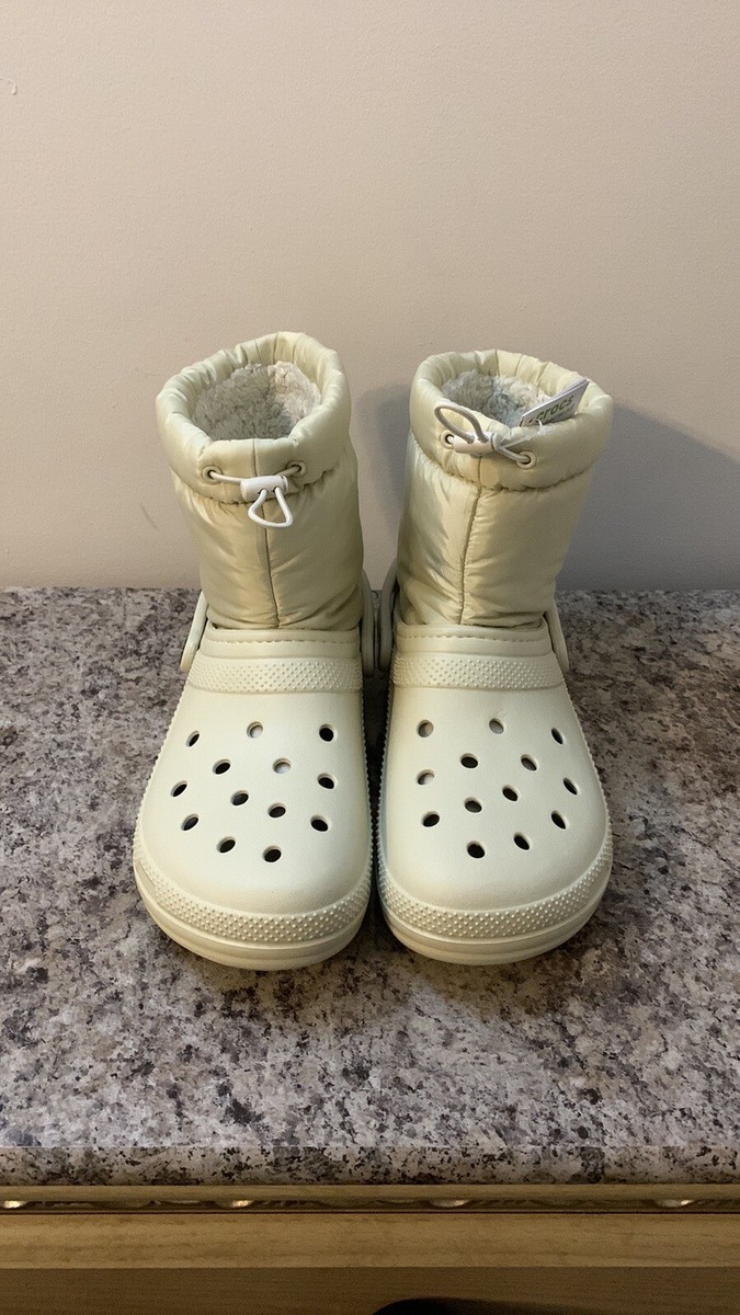 Creme / Off-White Fur-Lined Croc Boots | eBay display picture 1