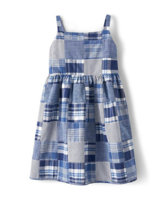 Gymboree Blue Patchwork Sandy Shores Madras Girls Sundress - Size 8