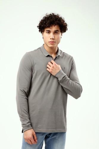 ALL SAINTS Mens Long Sleeve Pique Designer Polo Shirt T shirt Tee S M L XL 2XL - Picture 6 of 8