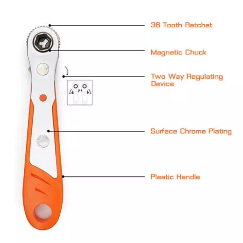 2X Ratcheting Right Angle Screwdriver Hex Drive 90 Degree Offset+10pc Bits Set! - Picture 6 of 14