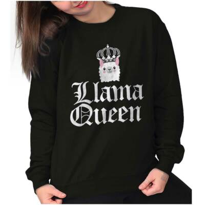 Llama Queen Save The Drama Alpaca Cute Gift Womens Crewneck Sweatshirt Pullover