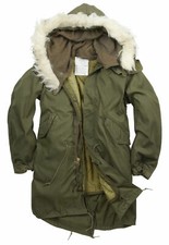 Image of US M65 Fishtail Parka Army Genuine Original Winter Lined Hooded Long Coat Olive