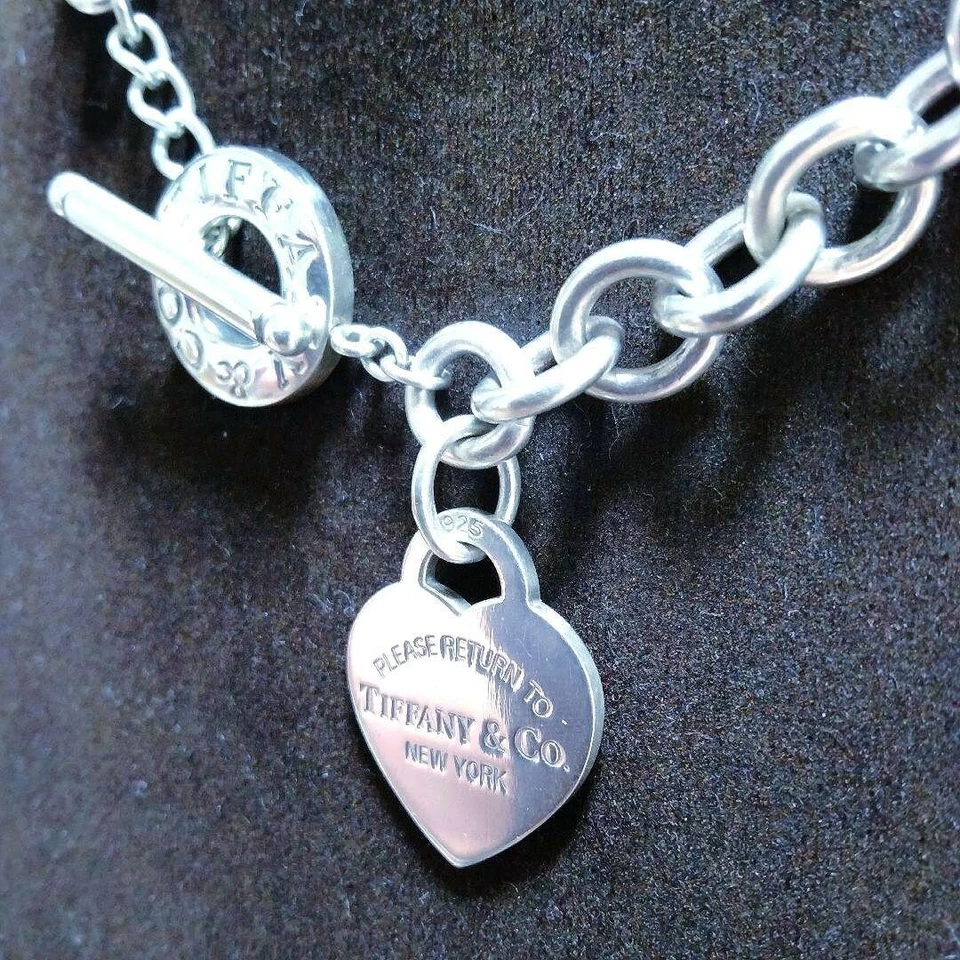 Auténtico Collar Tiffany & Co. Regreso a Tiffany Etiqueta Corazón Palanca Plata 925 Foto 3 de 4